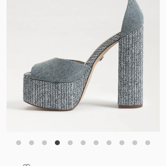 Sam Edelman Kori  Blue Denim  Platform Heel with Peep-Toe  Size 7.5 - Picture 2 of 16